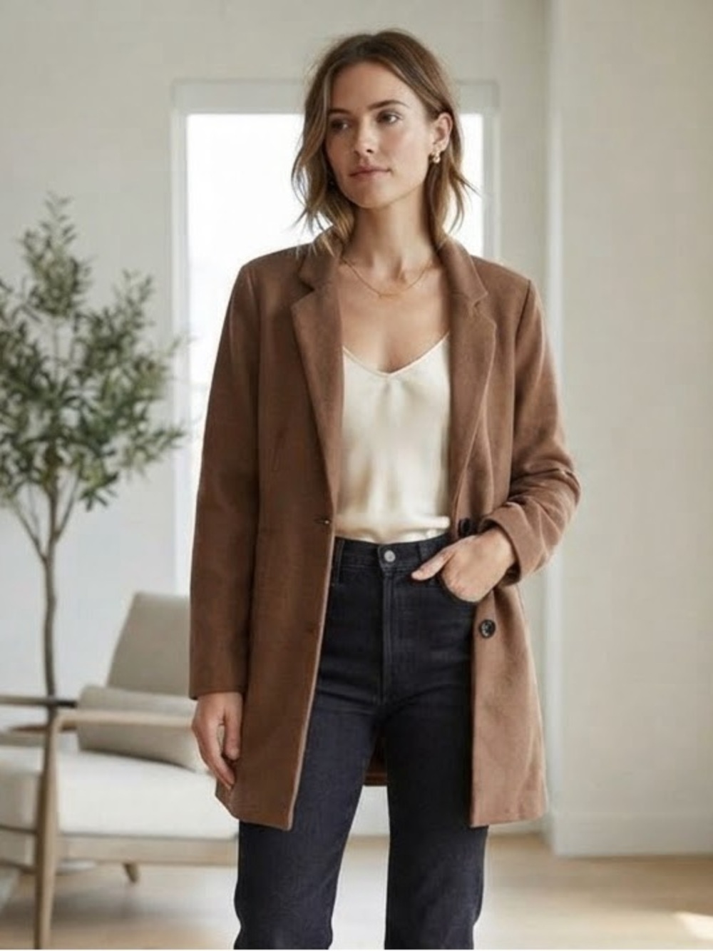 Women’s Wool Blend Brown Coat